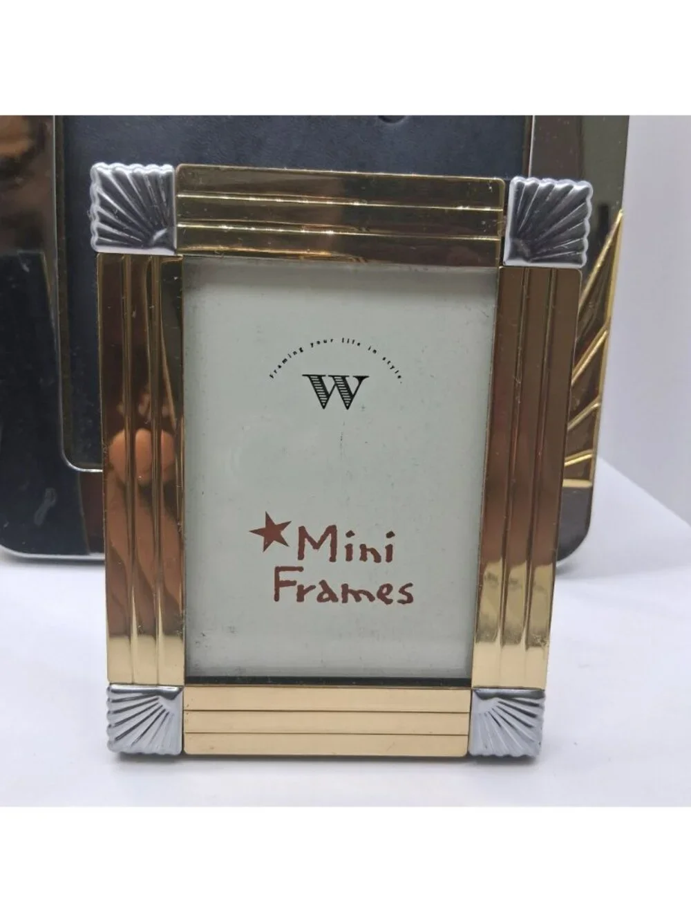 Set Of 4 Vintage Brass & Silver Metal Picture Frames Art Deco Mid Century